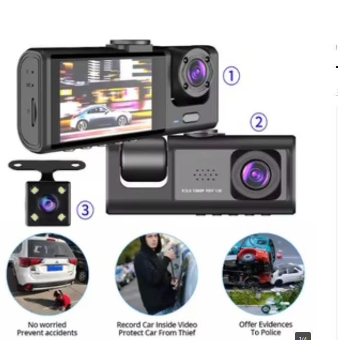 Drive Safe Pro™ Triple-Lens 1080P Car Video Recorder
